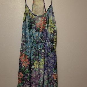 Blue floral sleeveless dress